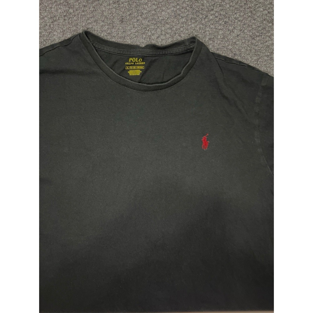 Polo Ralph Lauren Men's Black Logo Cotton Knit Short Sleeve T-Shirt Crew Neck XL - Picture 2 of 7